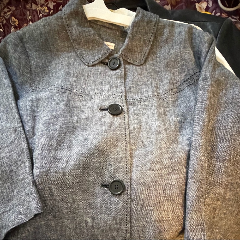 Style & Co. Grey Button-Front Linen-Blend Jacket